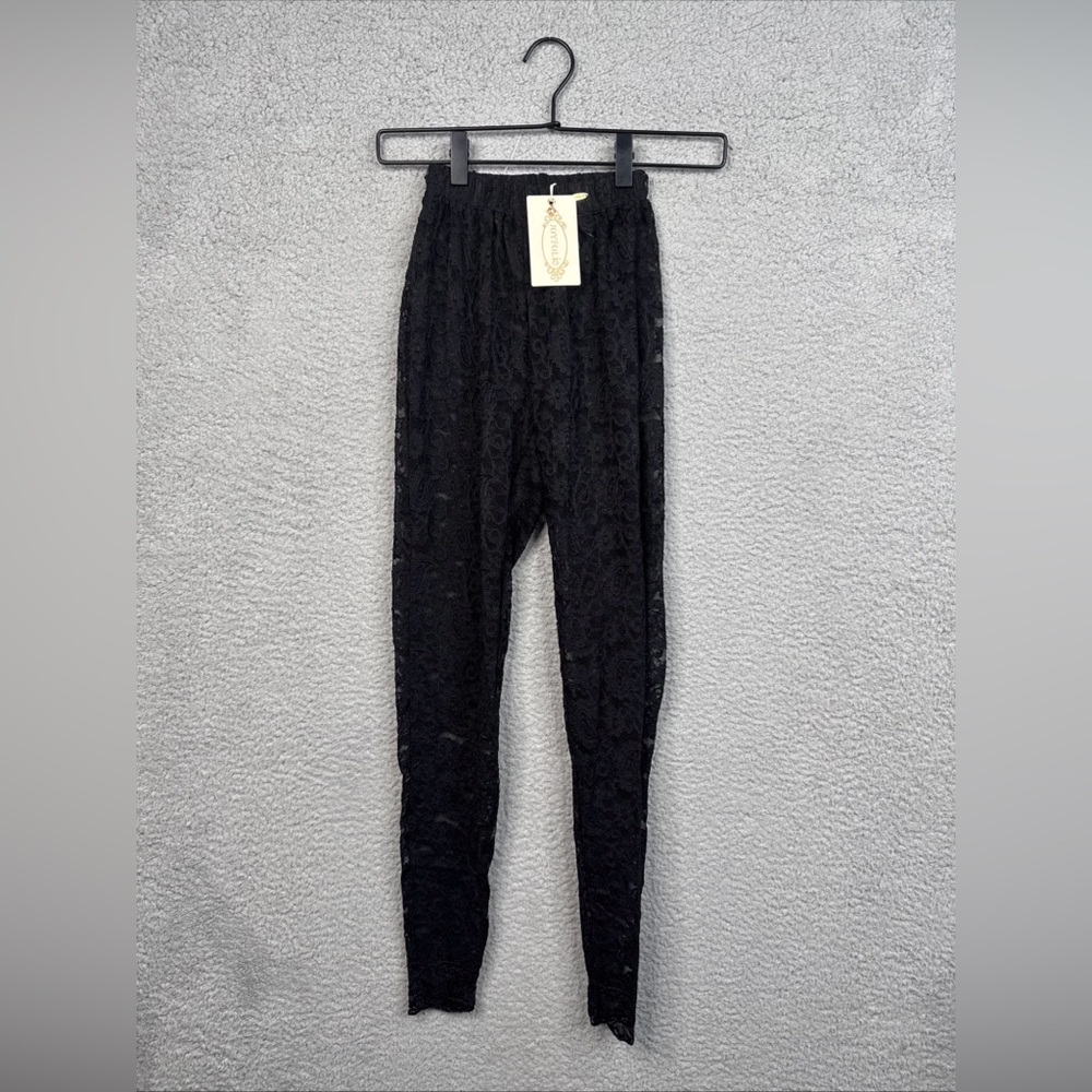 JOYFOLIE Elena Lace Leggings Nylon Blend Black Women’s /Youth XXS NWT
